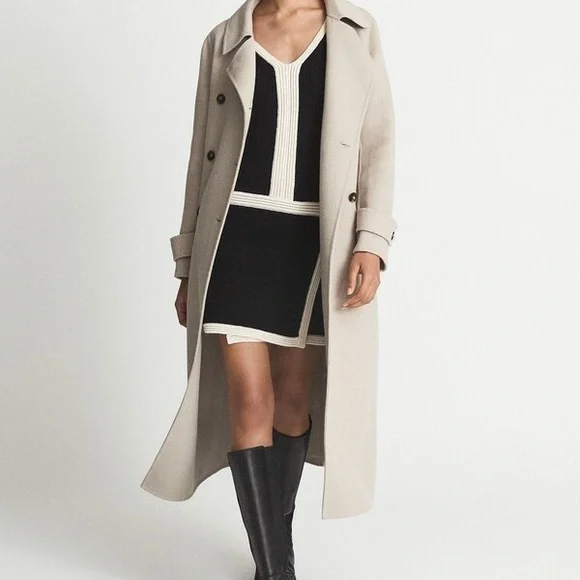 Reiss Knit Dress Color Block Black white